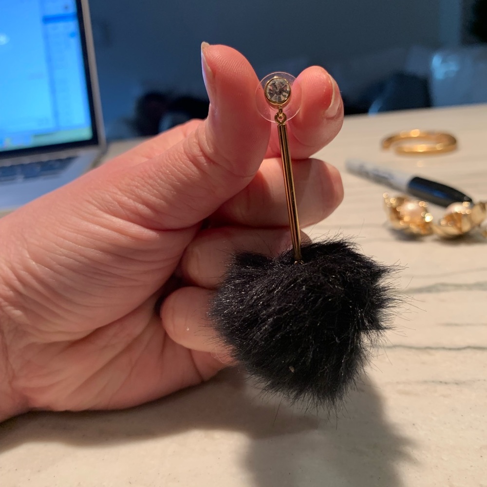 Kate spade black and gold puff earrings